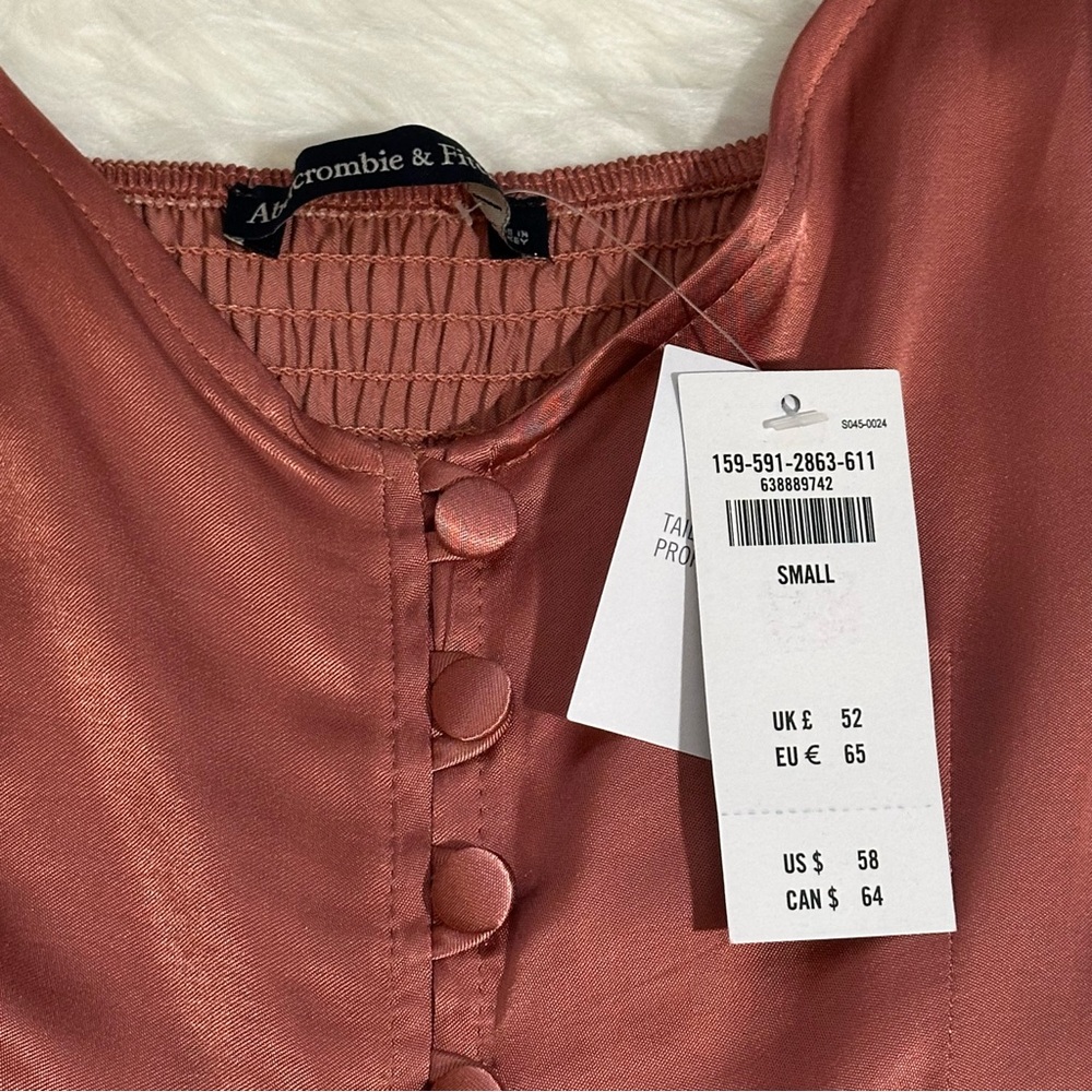 NWT Abercrombie & Fitch Button-Up Mini Satin Slip Dress Size Small - Picture 8 of 15
